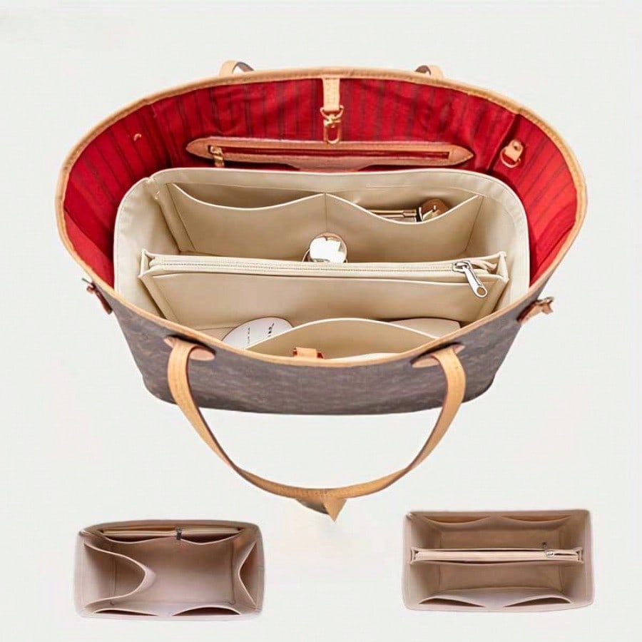 Handbags - Felt Inset Bag Organizer, Multi-pocket Cosmetic