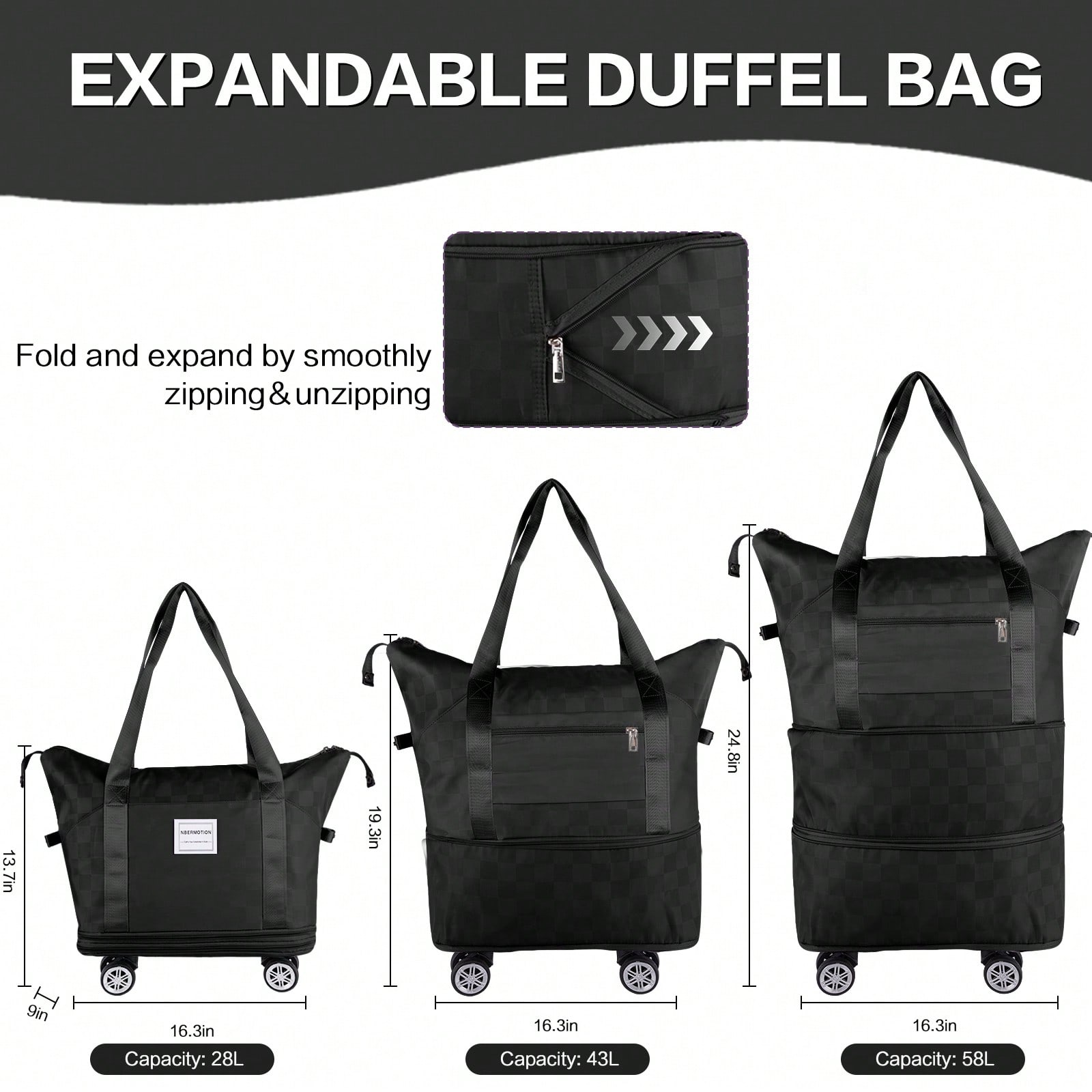 Expandable Rolling Duffle Bag  - Foldable Rolling Luggage Bag review and price
