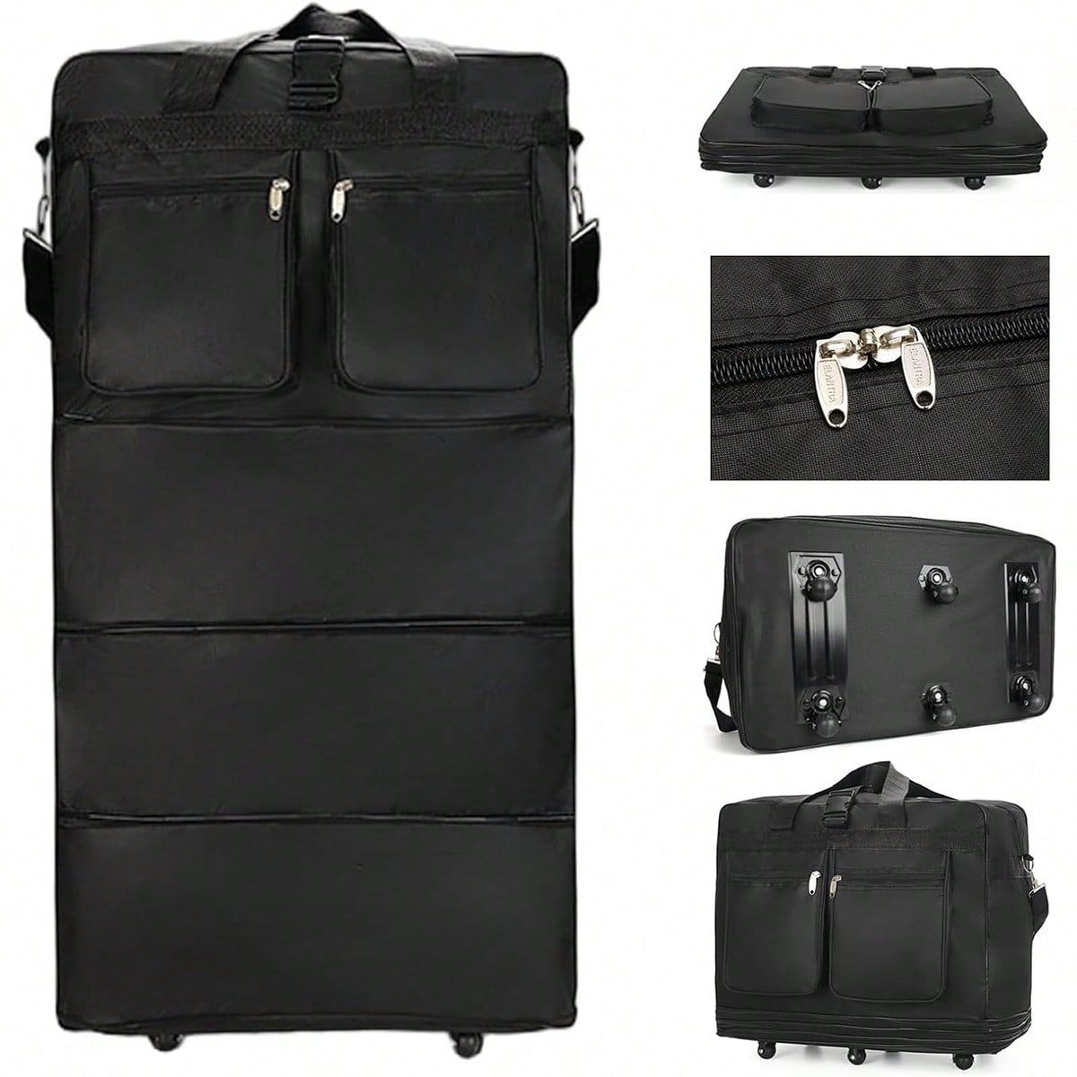 Black Rolling Travel Duffel Ba - Foldable Rolling Luggage Bag review and price